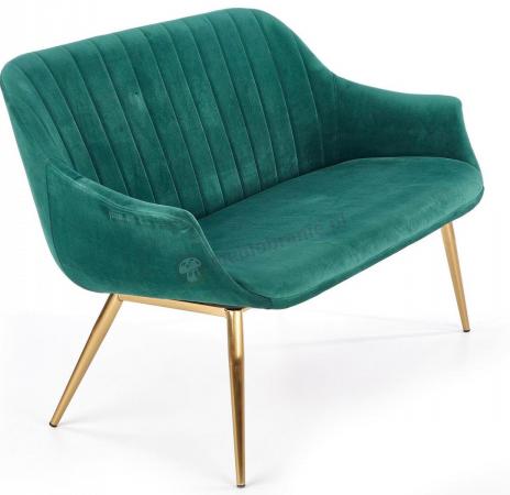 ELEGANCE 2 XL sofa dwuosobowa zielony welur złote nóżki
